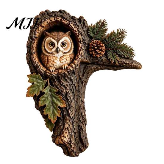 Christmas Classroom Decoration Woodland Chipmunk Door Topper, Resin Tree Hollow Corner Decor with Oak Festive Wooden Ornament Leaves, Cute Forest