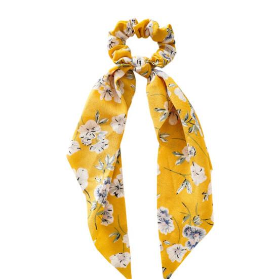 Hair Tie Floral Print Long Ribbon Hair Rope Easy to Wear Bun Half-Tied Hairstyles Ponytail Holder Hair Accessory
