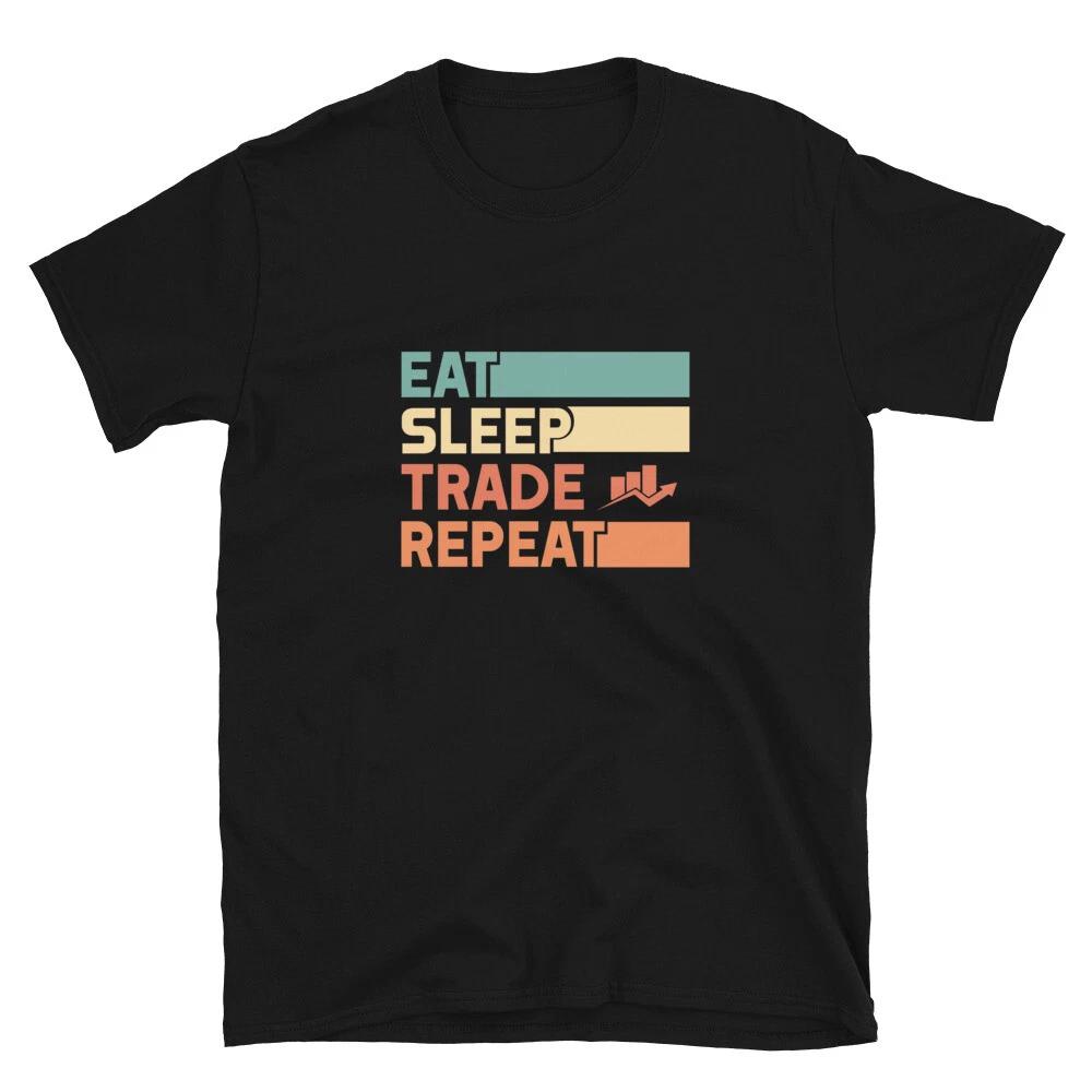 Eat Sleep Trade Repeat Retro T- Shirt Trader Gift Tee 3XL