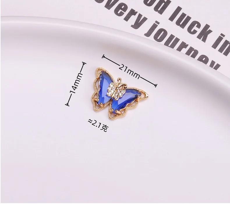 Colorful Zircon Butterfly Pendant Necklaces for Women Girls Stainless Steel Trendy Romantic Jewelry Accessories Gifts