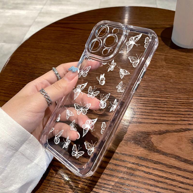 For iPhone 17 16 15 Pro Max Air 14 13 Leopard Print Butterfly Patterned Silicone Soft Phone Case Cover