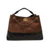 Vintage Suede Tote with Diamond Chain - Large Capacity, Small Fragrance Style, Frosted Finish
