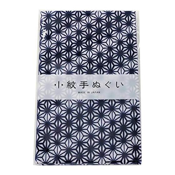Miyamoto Towel - Japanese Tenugui Hand Towel, Traditional Japanese Pattern (Asanoha Navy), 100% Cotton, Made in Japan, 33x90cm