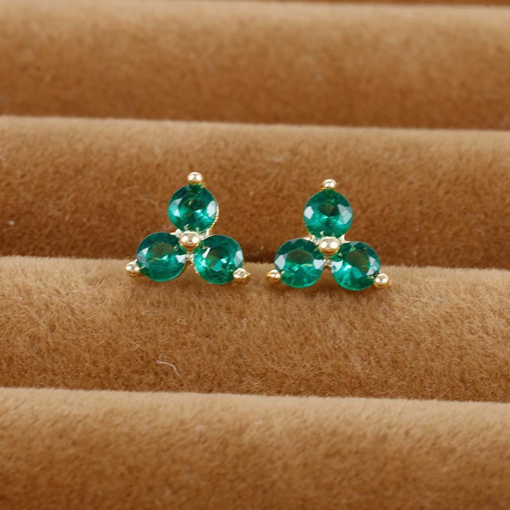 2PC Korean Stainless Steel Tragus Piercing Helix Green Studs Earrings for Women Flower Geometry Trendy Ear Piercing Body Jewelry