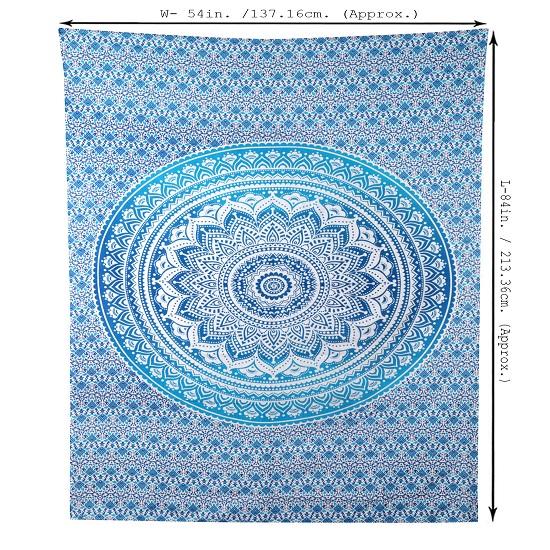 Grande Tapisserie Indienne Mandala Hippie - 88x82 Pouces (224x208 Cm) - 100% Coton