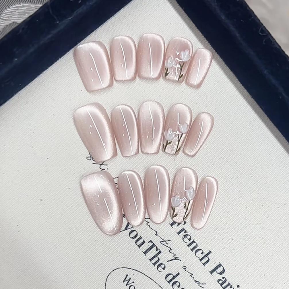 Hand-made Wear Kasumi Tale Cat Eye Hand-painted Pure Sweet Temperament Whitening Manicure Patch