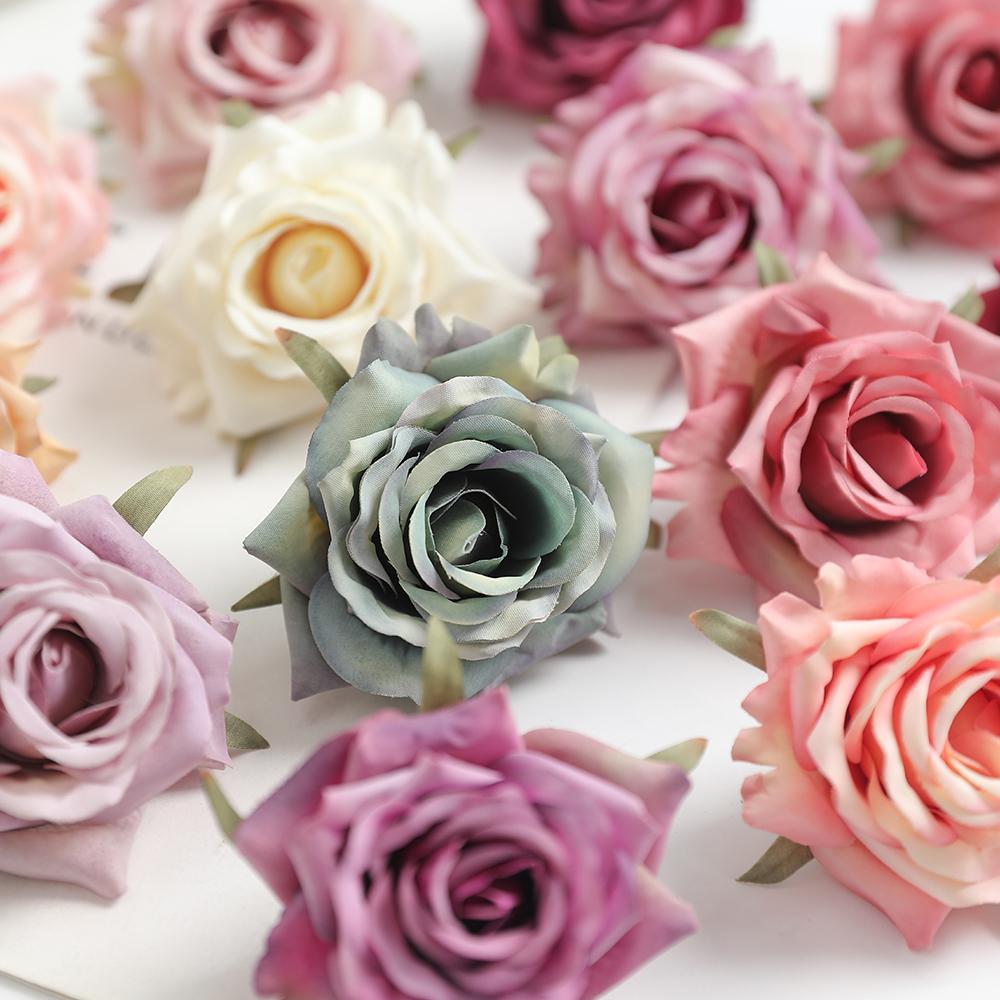10/20Pcs Artificial Rose Flowers 6.5CM Silk Fake Flowers for Home Room Decor Party Garden Wedding Decoration DIY Gifts Accessory