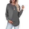 Women's Fashion Casual Colour T-Shirt Round Neck Loose Plunging Sleeve Top