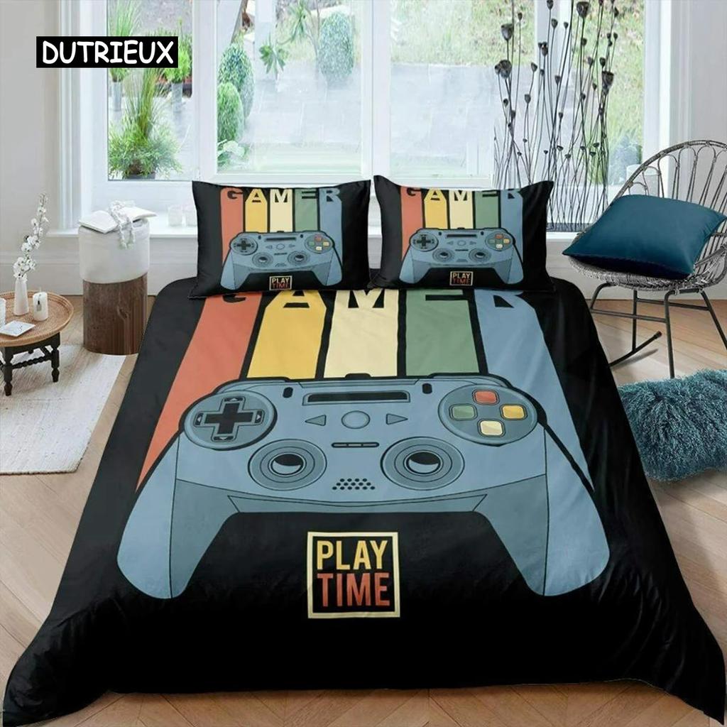 Gamepad Comforter Cover Gamer Bedding Set Teens Video Game Duvet Cover for Youth Kids Boys Modern Game Controller Bedspread