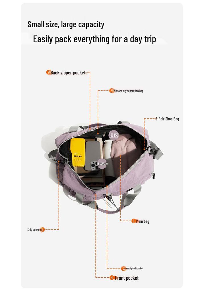 Lightweight Large Capacity 2026 Travel Bag with Wet & Dry Separation - Sports Fitness & Handheld Luggage Storage.