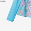 ZANZEA Women Long Sleeve Blouse and Long Skirts Casual Two Piece Suit Sets