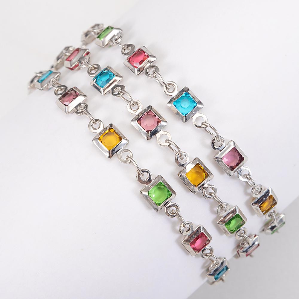 1Meter Crystal Glass Bead Copper Chains for Bracelet Necklace Jewelry Making DIY Colorful Charms Bohamian Handmade Accessories