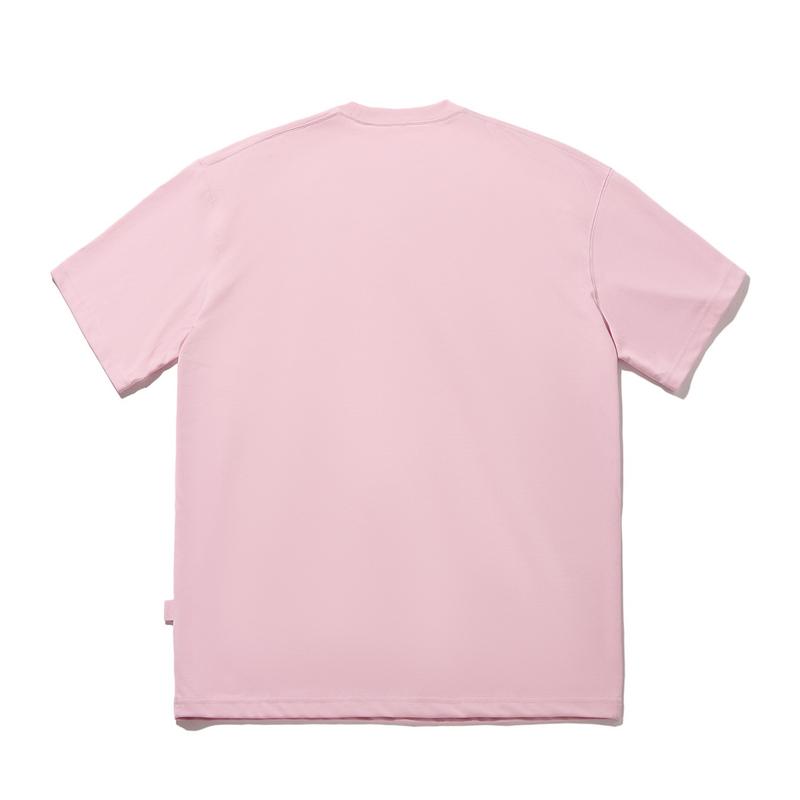 Li Ning Simple Versatile Solid Color Embroidered Casual T-Shirt Unisex Tops Flower-Branch-Pink AHSWD09-6