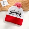 2pcs Red Fleece White Beanie Hat with Fleece Pom,winter Warmth Suitable for New Year,Christmas,Holiday Accessories Decorations