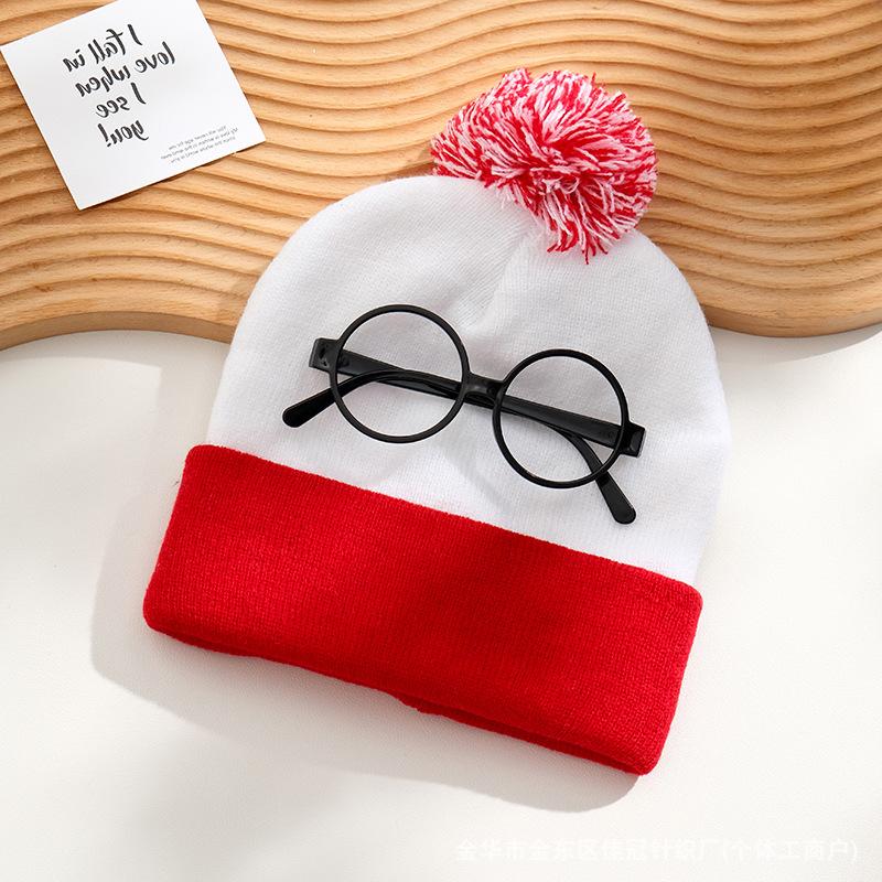 2pcs Red Fleece White Beanie Hat with Fleece Pom,winter Warmth Suitable for New Year,Christmas,Holiday Accessories Decorations