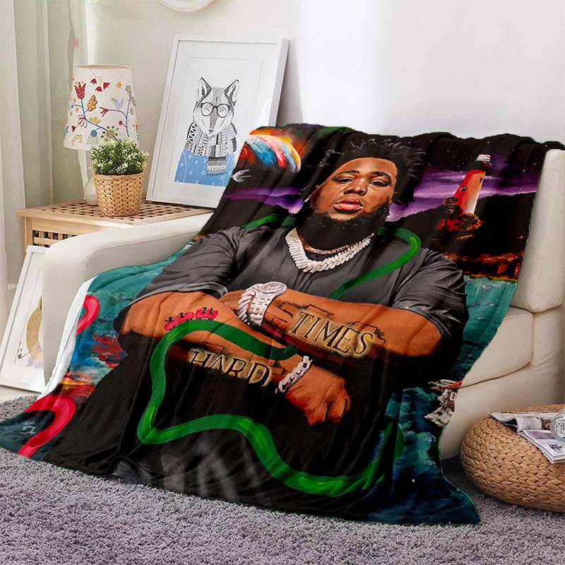 HOT Rod Wave 3D Print Rapper Star Soft Plush Blanket,Flannel Throw Blanket for Living Room Bedroom Picnic Bed Sofa Cover
