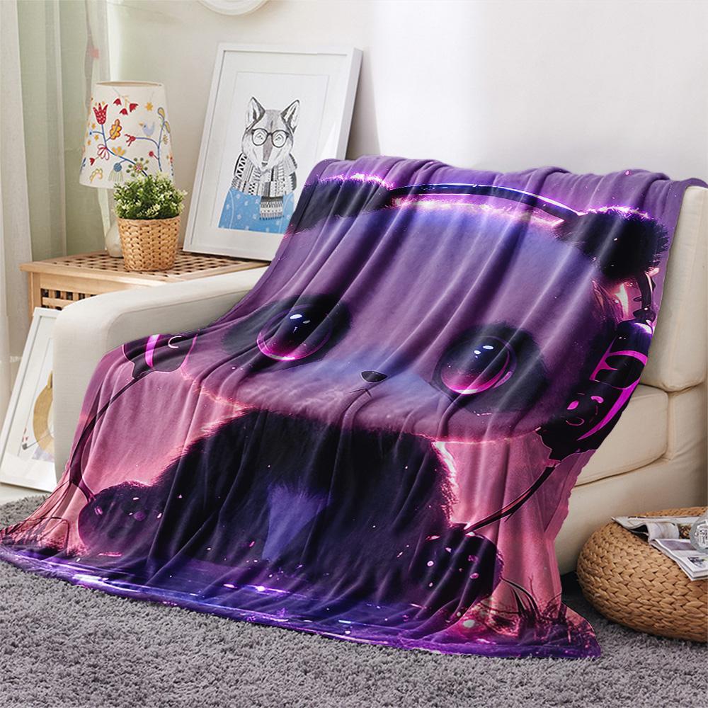 Panda Print Flannel Blanket, High quality Comfortable for All Seasons, Home Decor, Warmth and Comfort, Perfect for Christmas Gifts