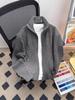 Men's Thick Knit Zipper Sweater - Solid Color, Half-High Collar, Autumn/Winter Pullover, Loose Fit Floral Thread Design