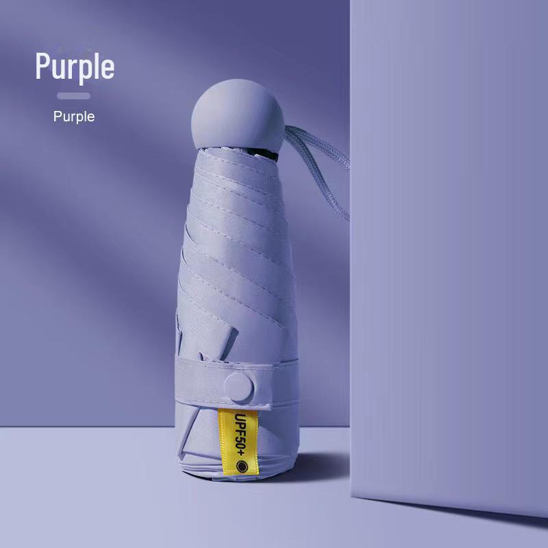 50 % rabatt på svart kapselparaply i lommeformat - Seks-skjerms sammenleggbar for sol og regn