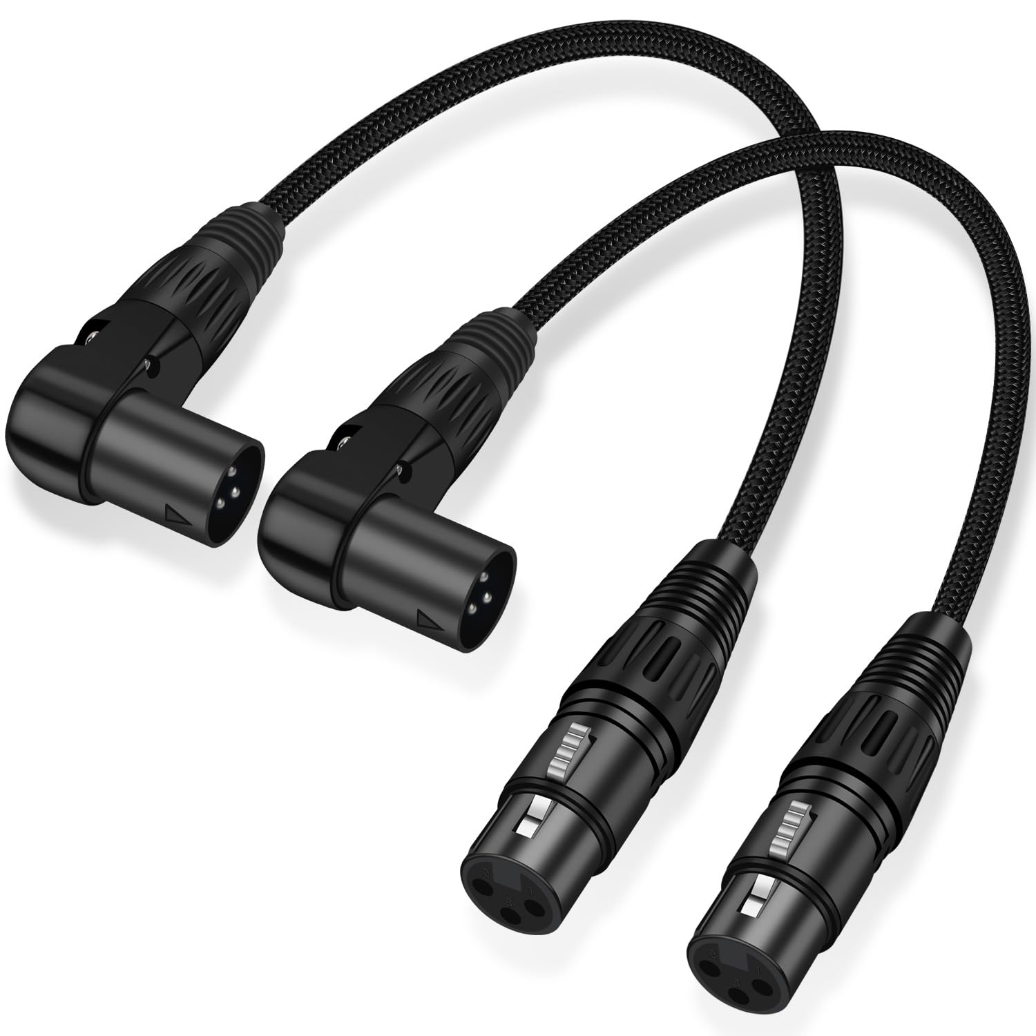 

NCGGY Right Angle XLR Cable, 0.3M Adjustable Angle XL-R Male to Straight Female XL-R Microphone Cable Cord with 90 Degree XLR Male to Straight X-LR