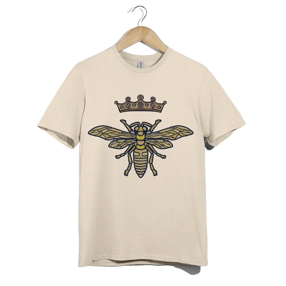 Royal Bee Crown T-Shirt Unisex Embroidery Style Insect Queen Boho Nature Graphic