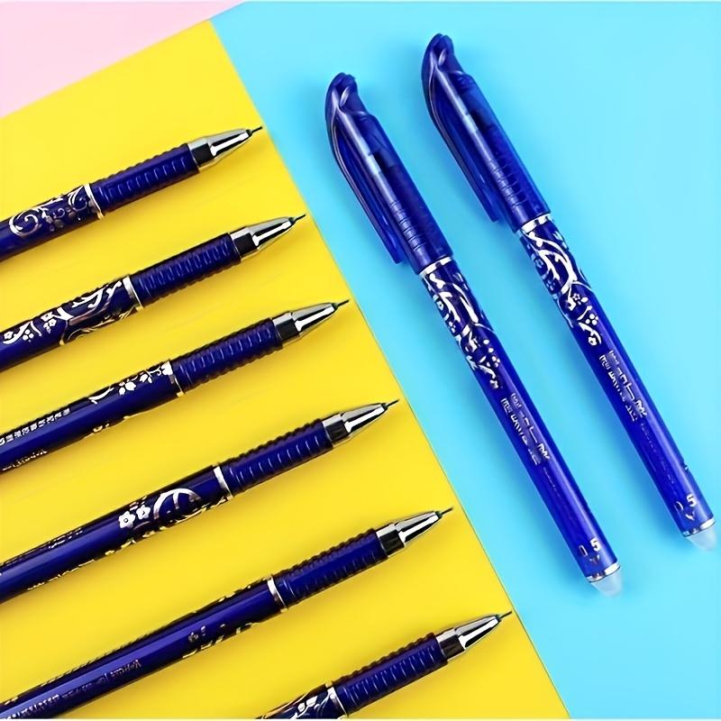 12-Pack Erasable Gel Pens, 0.5mm Blue with Refillable Ink, Magic Erasable Gel Pens with Full Barrel Tip, Heat-Erasable