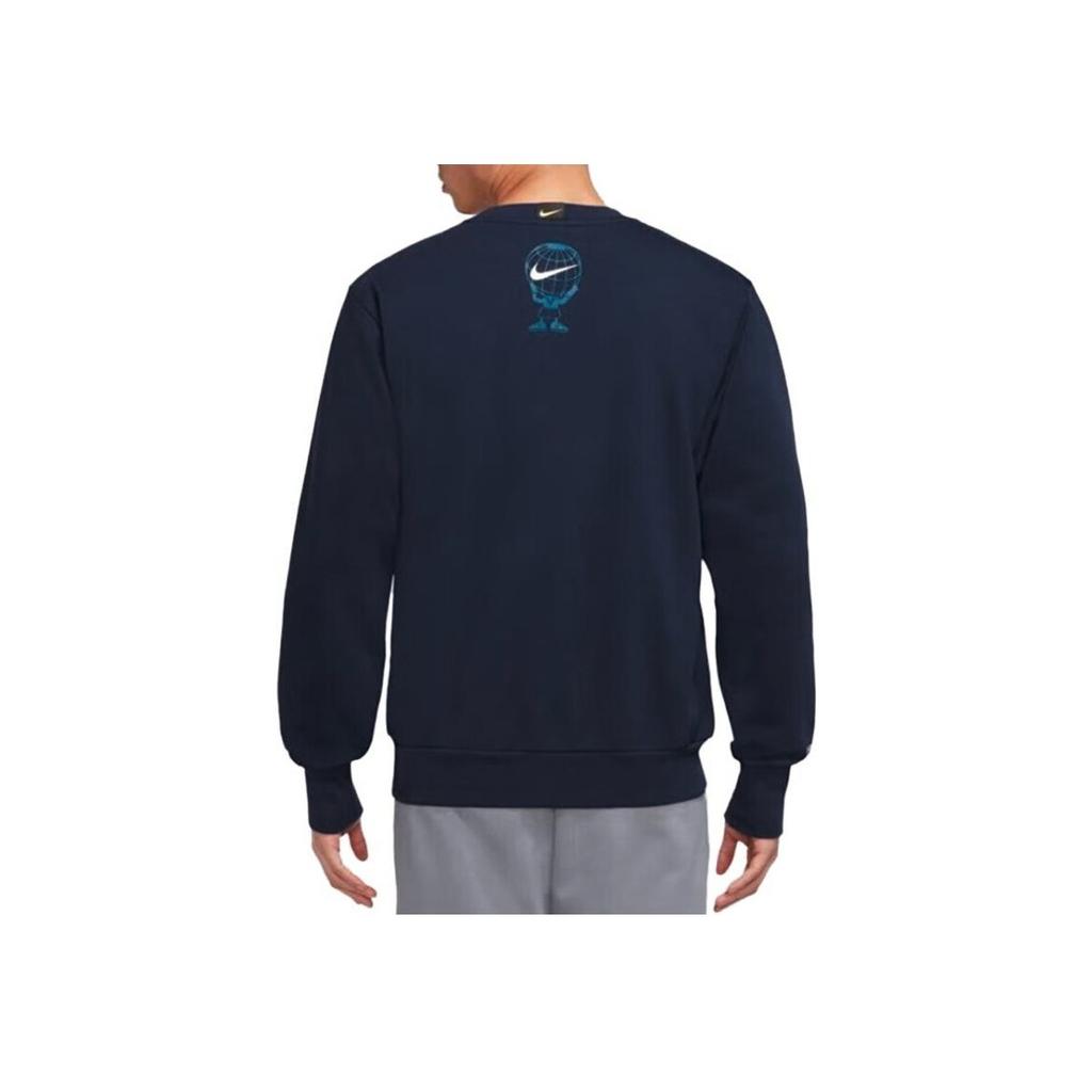 Nike Round Neck Letter Print Pullover Long Sleeve Sweatshirt Men Tops Blue FD9744-410