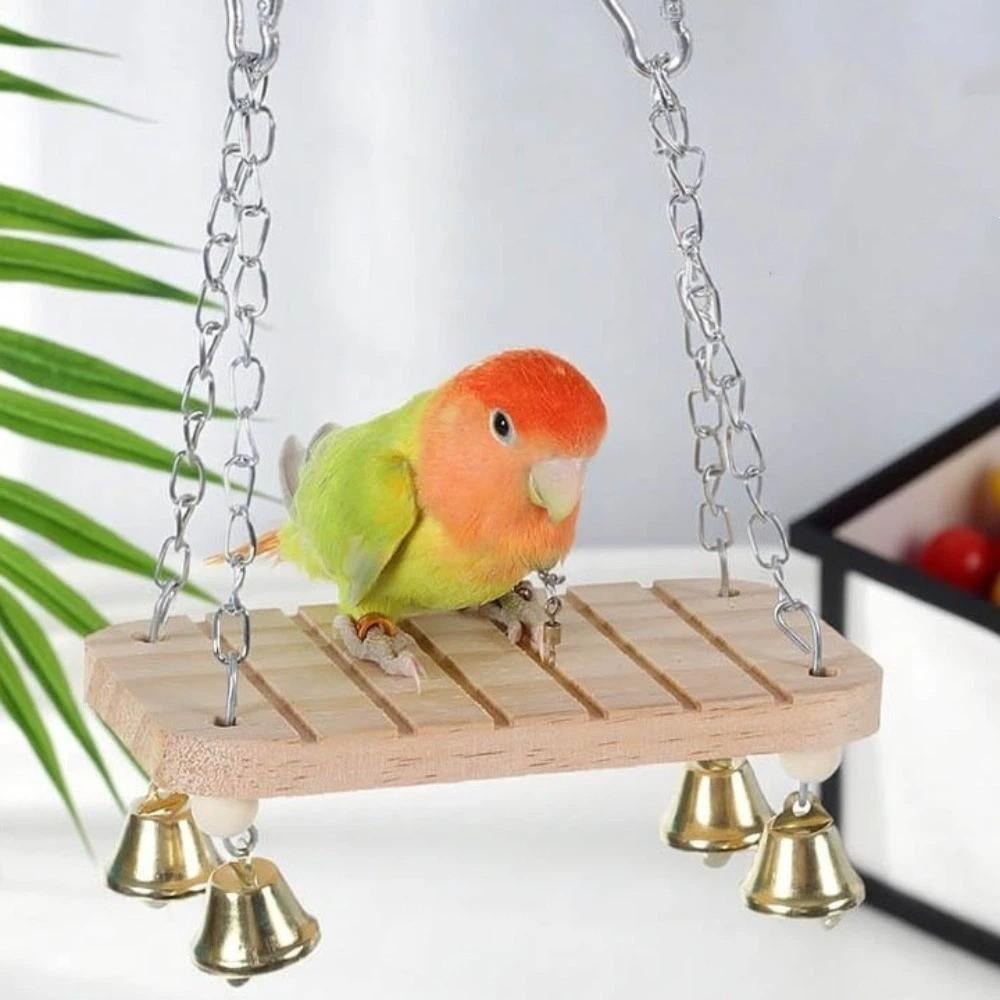 With Hook Bird Hanging Swing Wooden Bird Toy Hammock Parrot Cage Hut  Small Pet Entertainment