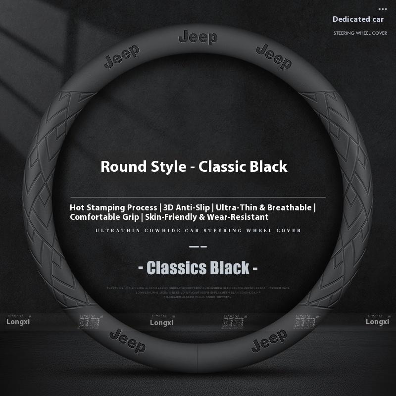 Car AntiSlip Leather Steering Wheel Cover For Jeep Wrangler Renegade Patriot Commander Grand Cherokee Compass Wagoneer Gladiator