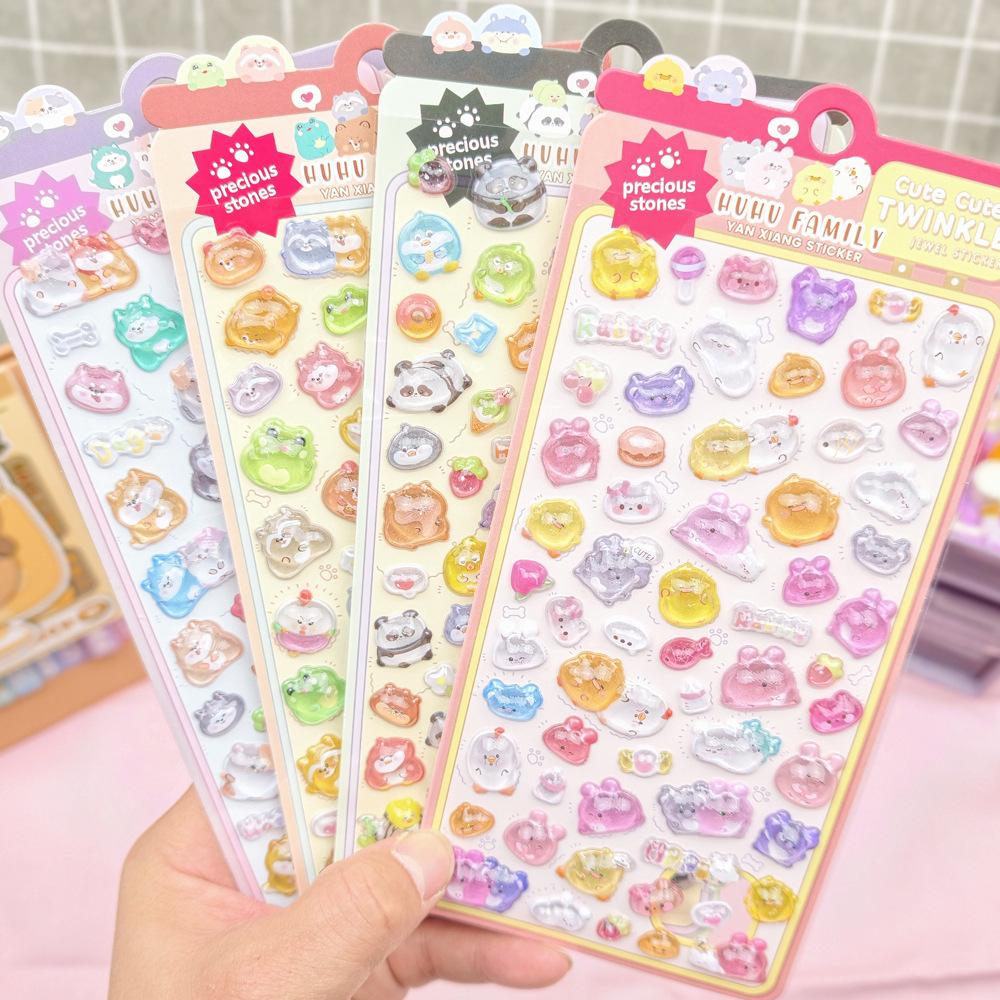 Pop Seal 3D Cute Ghost Family Relief Crystal Stereoscopic Cartoon Stickers For Kids Handcraft Phone Album Scrapbook Decoration