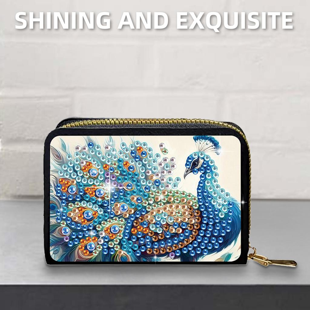 2pcs Animal Pattern Diamond Painting Fashion Card Holder DIY Diamond Painting Art Kit ID Storage Bag for Travel and Daily Use