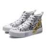 Disney x Li Ning Abrasion Resistant Breathable High top Canvas Shoes Women's Black White AGCP338-5