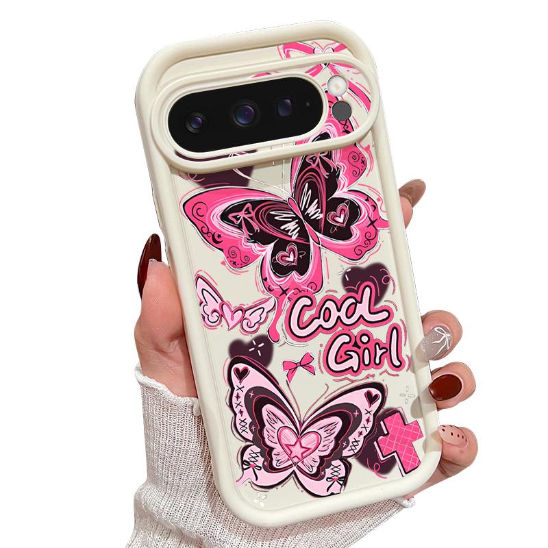 Cool Girl Butterfly Painting Case For Google Pixel 10 Pro XL Shockproof Bumper Silicone Cover For Pixel 9A 9 8 7 Pro 8A 7A