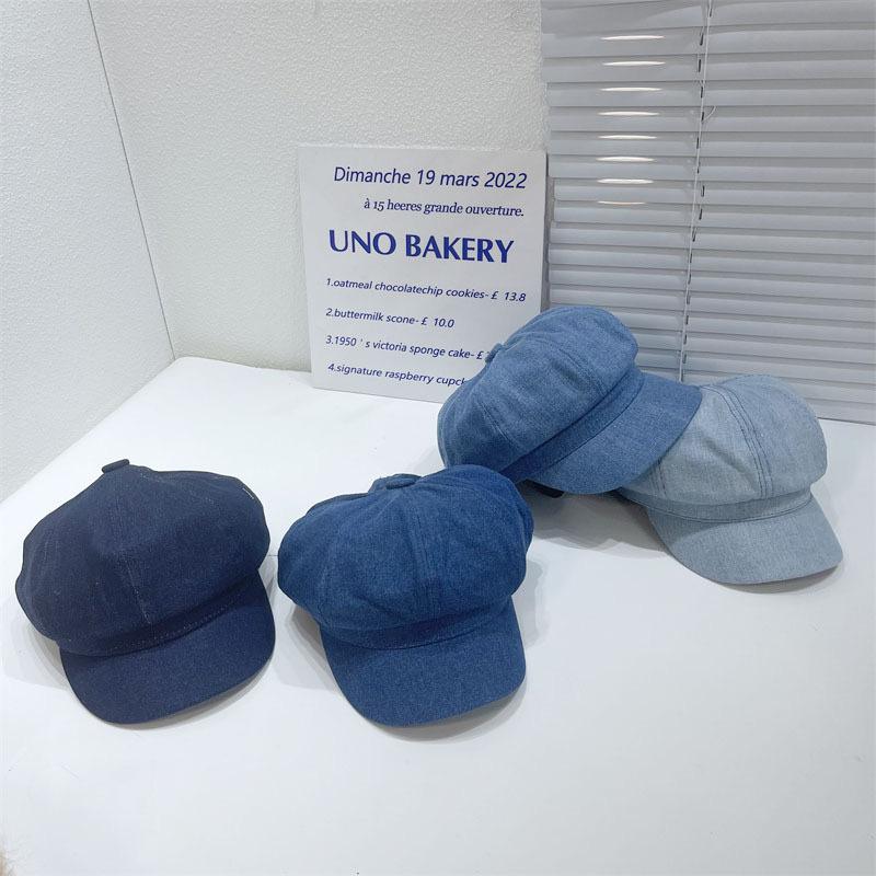 Octagonal Caps Women Hats Vintage Beret Solid Color Denim Cloth Casual Female Newsboy Cap Good Quality Painter Cap New