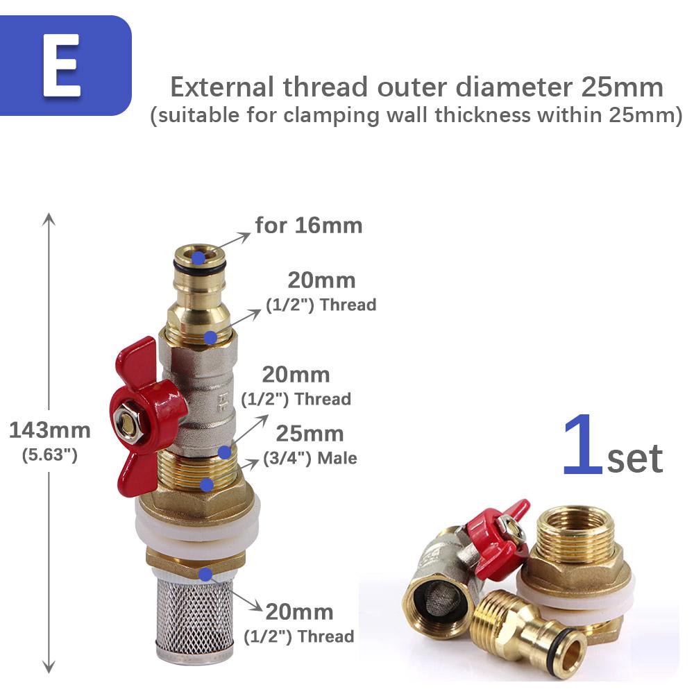Brass Ball Valve Water Tank Joint Adapter 16mm Quick Connector Garden Irrigation Aquarium Fish Tank 304 Stainless Steel Filter