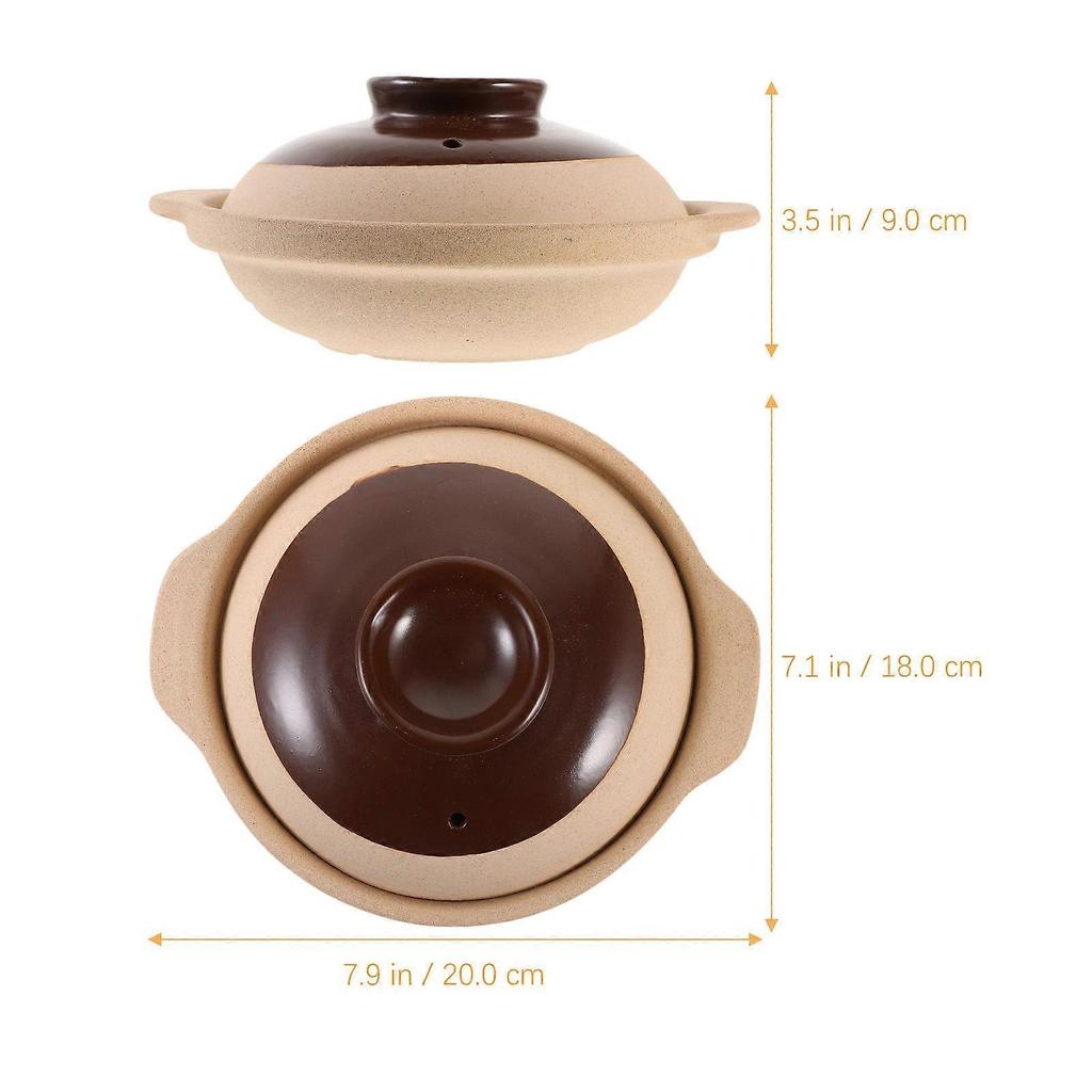 Brown Ceramic Stew Pot for Home Stove Cooking 1Pcs Clay Casserole