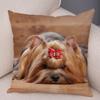 Cute Pet Animal Cushion Cover MINI Yorkshire Dog Polyester Pillowcase Decorative  Print  for Sofa Home Ca