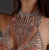 Women Popular Necklace Trend Long Pendant Tassel Gem Full Drill Choker Chain New Hot Style Breast Chain Jewelry #0713