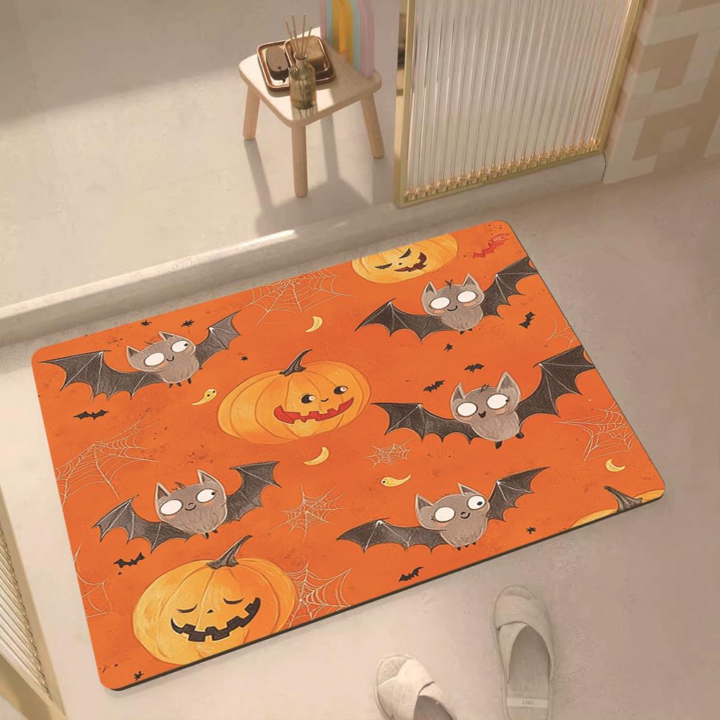 Custom Pattern Halloween Holiday Decoration Diatom Mud Machine Washable Absorbent Toilet Door Mat for Home