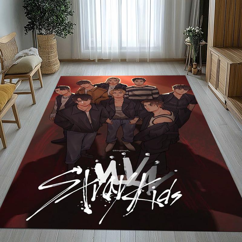 HD Stray Kids Kpop Star Living Room Non-Slip Area Rug Soft Carpet for Bedroom Kids Playroom Sofa,Home Decor Doormat Gift