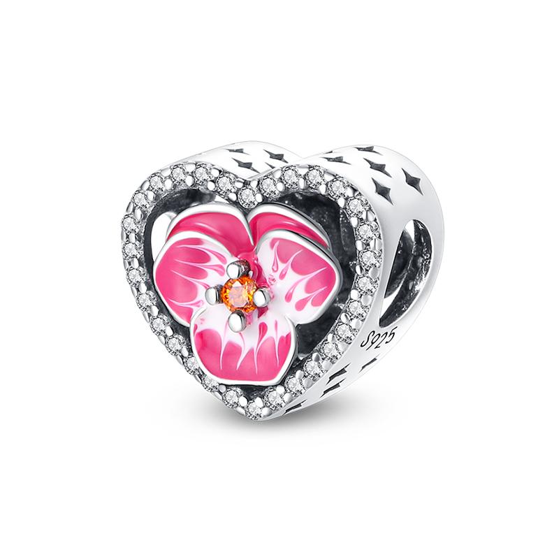 Copper Craft Plum Blossoms Azaleas Sunflowers Cherry Blossoms Sparkling Zircon Beads Charms Birthday Diy Exquisite Jewelry