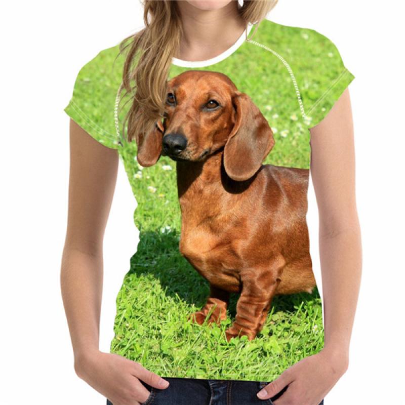 Módní tričko Ženy Roztomilé zvíře Psí 3D potisk Dívka/Dáma Trička Léto O Neck Krátký rukáv Oversized oblečení Top Žhavý výprodej