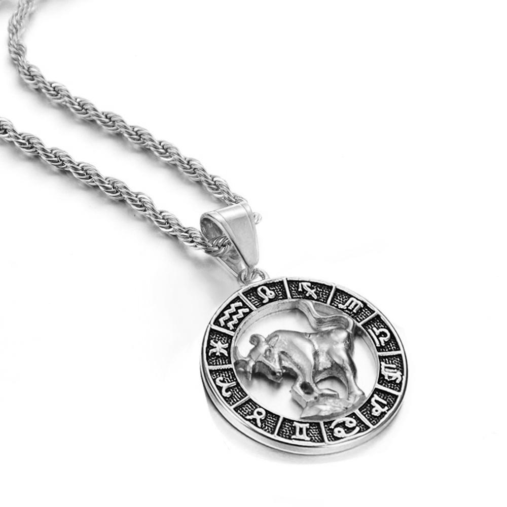 Segni Zodiacali Scorpione Bilancia 12 Costellazioni Ciondolo Colore Argento Catena a Corda in Acciaio Inossidabile Collana per Uomini Donne Gioielli 2025