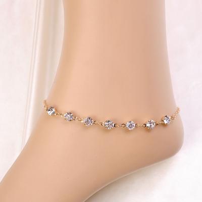 Gold Silver Birthday Gift Summer Beach Jewelry Sandal Foot Chains Barefoot Rhinestone Anklets