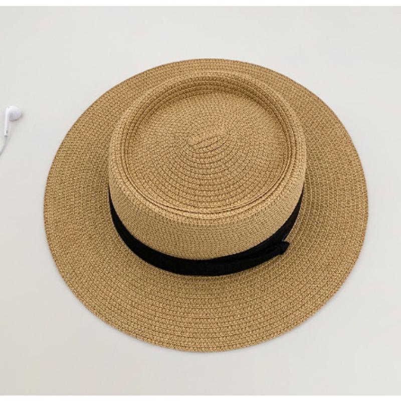 Straw Hat Women's Summer Beach Hat Sun Protection UV Protection Sun Hat Large Brim Straw Visor