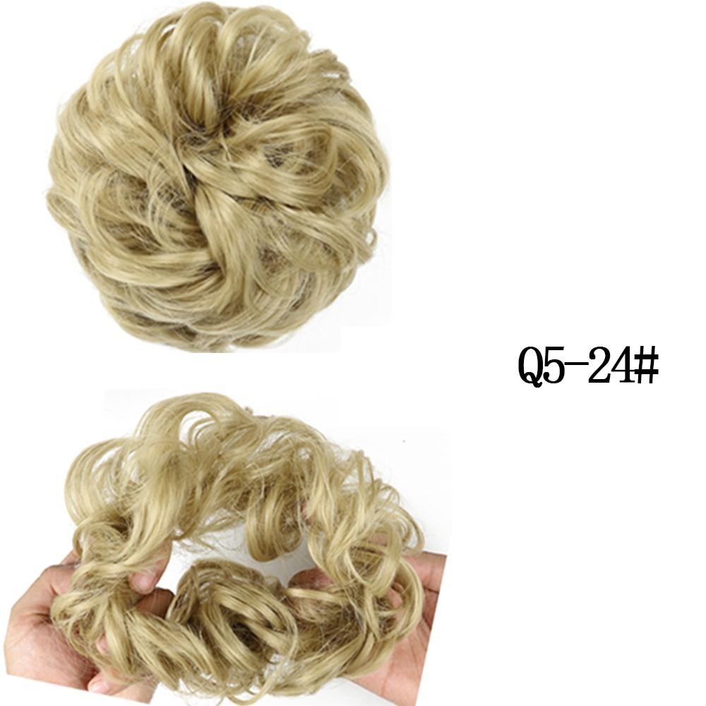 MISSQUEEN Messy Chignon Donut Hair Bun Pad Elastic Hair Rope Rubber Band Synthetic Hairpiece Black Gary Brown Color