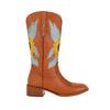 European and American  Retro Embroidered Flower Medium Heel Women's Tall Boots