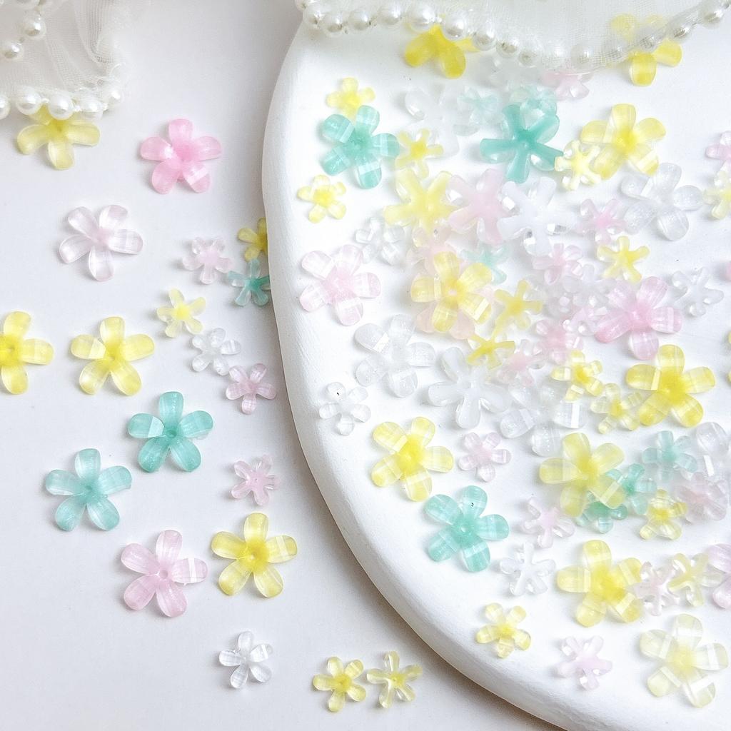 Summer New Flower Nail Art Rhinestones Ice Transparent Size 6mm 10mm Five-Petal Flower Resin Accessories Materials