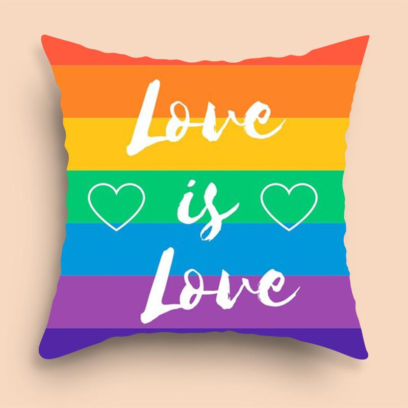 Rainbow Love Couple Sweet Love Pillowcase Car Sofa Bedside Waist Cushion Cushion Cover Room Aesthetic Home Decoration 45x45cm