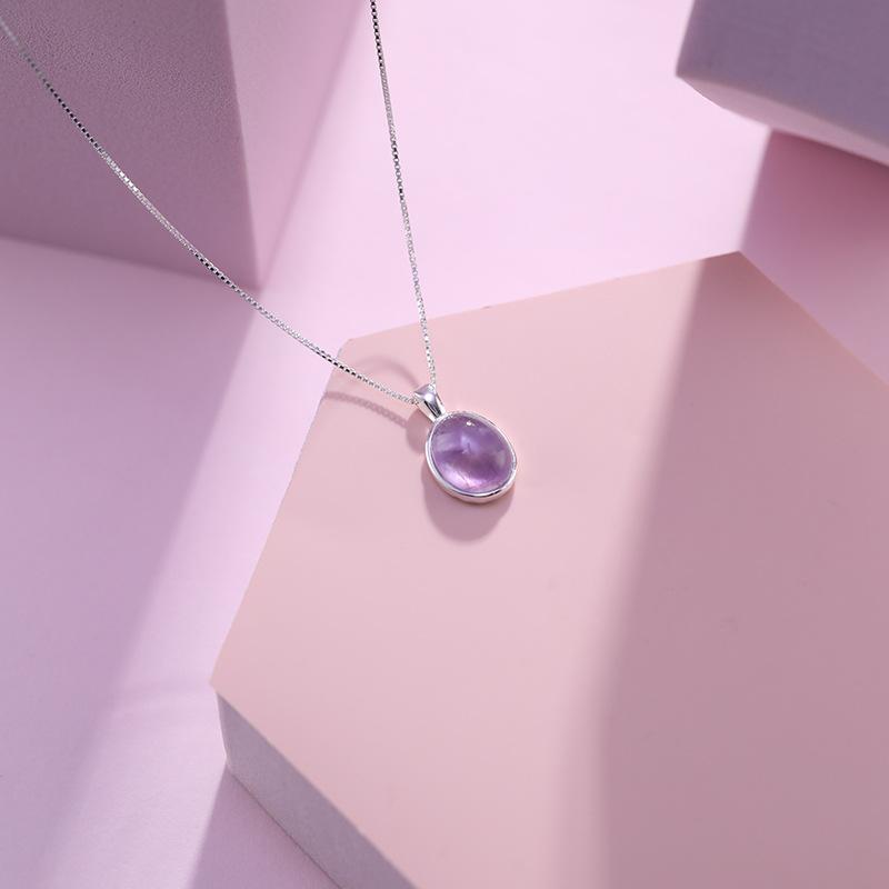 S925 Sterling Silver Natural Aquamarine Necklace for Women Elegant Oval Moonstone Pendant Clavicle Chain